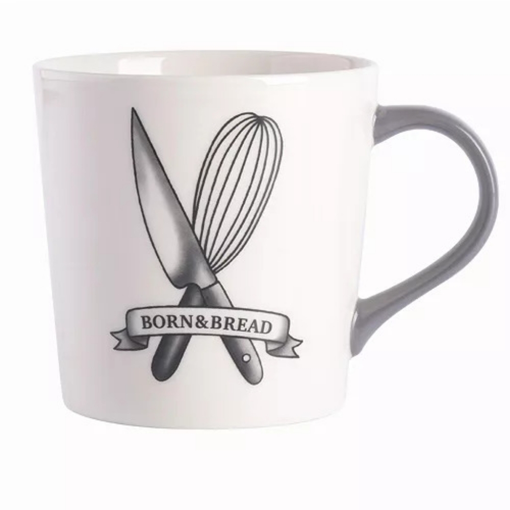 Babish Men's Born and Bread Tattoo Latte Coffee Tea Mug 17oz Father's Day Gift